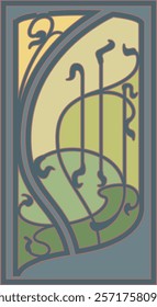 Art Nouveau Decorative Frame. Vector Template for Retro Style Posters, Covers, Illustrations, 1900s - 1920s Colors and Shapes