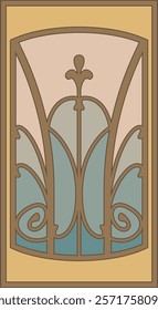 Art Nouveau Decorative Frame. Vector Template for Retro Style Posters, Covers, Illustrations, 1900s - 1920s Colors and Shapes