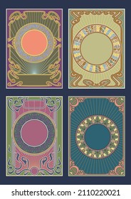 Art Nouveau Decorative Frames, Backgrounds for Retro Style Posters, Covers