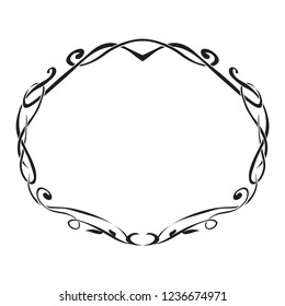 Art Nouveau decorative monochrome oval frame with text place
