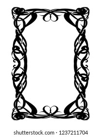 Art Nouveau decorative monochrome square frame with text place