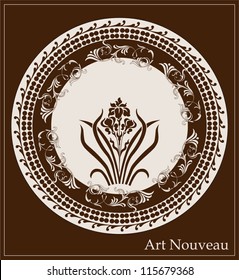 art nouveau design with iris flower