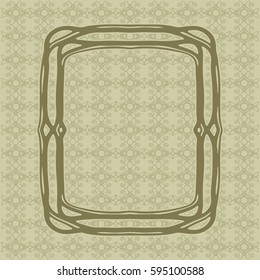 Art Nouveau elegant smooth lines decorative rectangle vector frame for design. Art Deco style fine border ornament