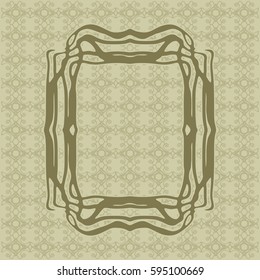 Art Nouveau elegant smooth lines decorative rectangle vector frame for design. Art Deco style fine border ornament