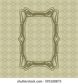 Art Nouveau elegant smooth lines decorative rectangle vector frame for design. Art Deco style fine border ornament