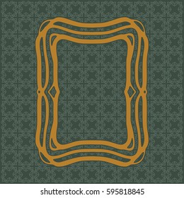 Art Nouveau elegant smooth lines decorative rectangle vector frame for design. Art Deco style fine border ornament