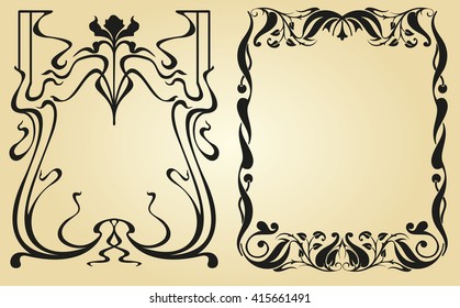 Art Nouveau elements and corners design ornament