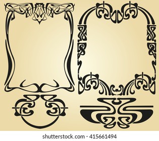 Art Nouveau elements and corners design ornament