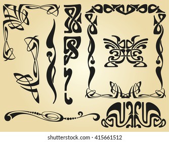 Art Nouveau elements and corners design ornament