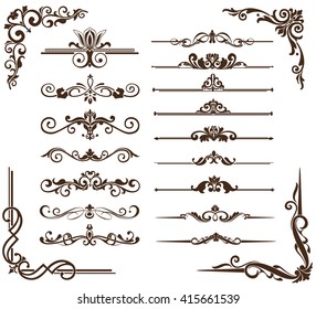 Art Nouveau elements and corners design ornament