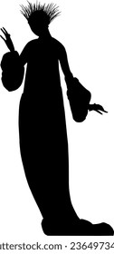 Art nouveau fashion woman silhouette black white art deco stylish vintage elegant illustration feminine female people person lady portrait vector