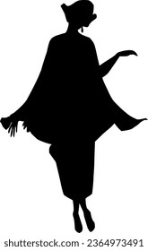 Art nouveau fashion woman silhouette black white art deco stylish vintage elegant illustration feminine female people person lady portrait vector