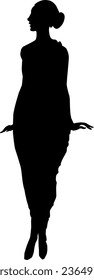 Art nouveau fashion woman silhouette black white art deco stylish vintage elegant illustration feminine female people person lady portrait vector