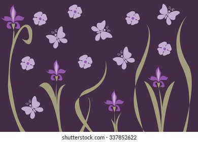 Art Nouveau, Floral background inspired by the retro shapes