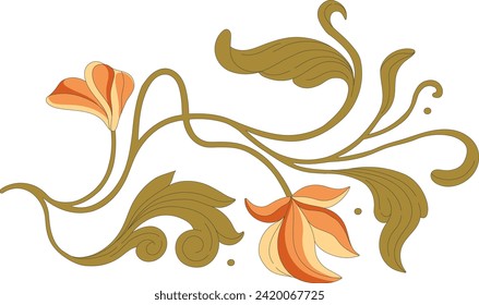 Art Nouveau floral border. Decorative element. Vector.