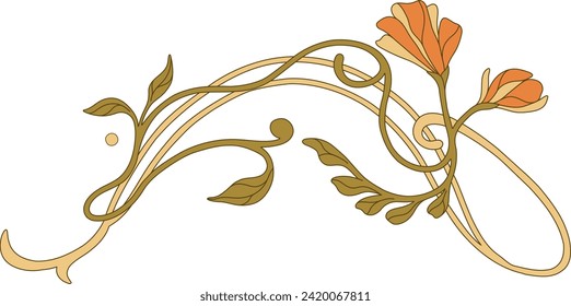 Art Nouveau floral border. Decorative element. Vector.