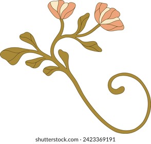 Art Nouveau floral border. Decorative element. Vector.