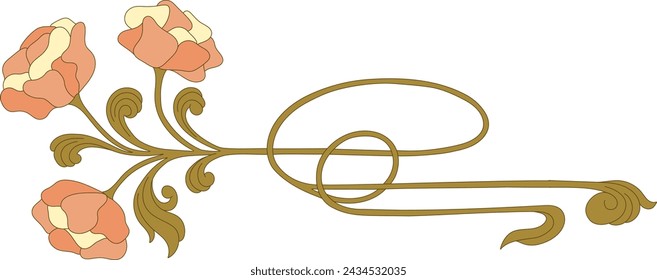 Art Nouveau floral border. Decorative element. Vector.