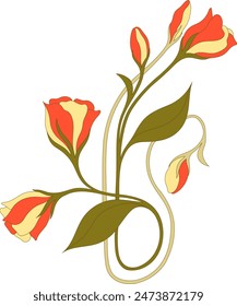 Art Nouveau floral border. Decorative element. Vector.