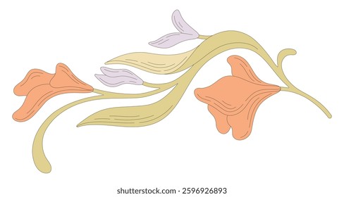 Art Nouveau floral element. Decorative element. Vector.