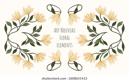 Art Nouveau floral elements. Decorative element. Vector.