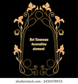 Marco floral Art Nouveau. Elemento decorativo. Vector.