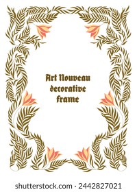 Art Nouveau floral frame. Decorative element. Vector.