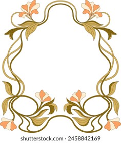 Art Nouveau floral frame. Decorative element. Vector.