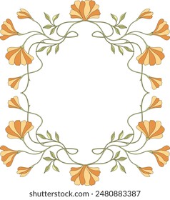 Art Nouveau floral frame. Decorative element. Vector.