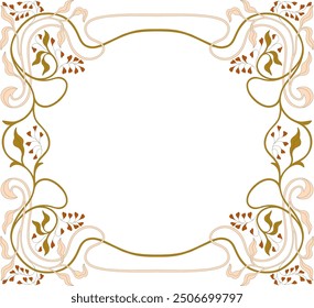 Marco floral Art Nouveau. Elemento decorativo. Vector.