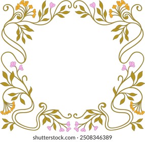 Art Nouveau floral frame. Decorative element. Vector.