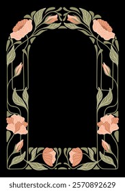 Art Nouveau floral frame. Decorative element. Vector.