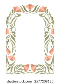 Art Nouveau floral frame. Decorative element. Vector.