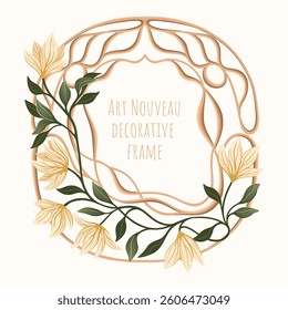Art Nouveau floral frame. Decorative element. Vector.