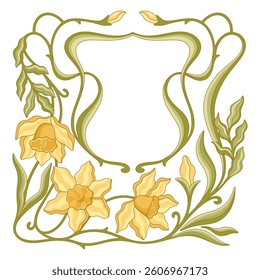 Art Nouveau floral frame. Decorative element. Vector.