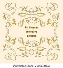 Art Nouveau floral frames, corners, and borders. Vector.