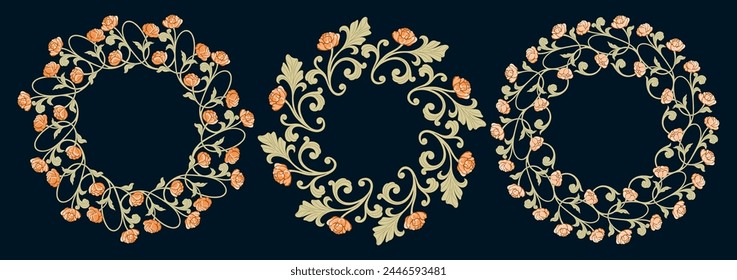 Art Nouveau floral frames. Decorative element. Vector.