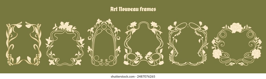 Art Nouveau floral frames. Vector. Modern decorative elements.