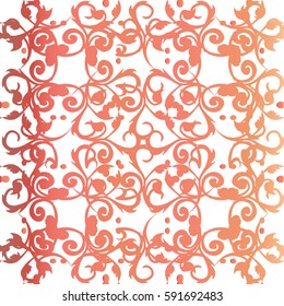 Art Nouveau Floral Fretwork Background Coral