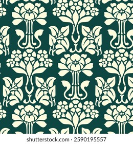 Art Nouveau Floral Geometric Seamless Vector Pattern for Wallpaper, Textile and Cards