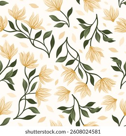 Art Nouveau floral pattern. Print with vintage decorative elements. Vector.