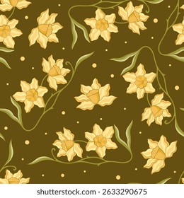 Art Nouveau floral pattern. Print with vintage decorative elements. Vector.