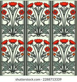 Art Nouveau Floral Vector Pattern Illustration Decor for Invitation Cover Wedding Card Paper