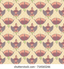 Art Nouveau flowers, Seamless floral pattern inspired by vintage style