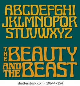 Art nouveau font - 1 Decorative vector type. Upper case rough printed letters.