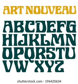 Art Nouveau Font. Decorative Vector Type. Rough Printed Letters.