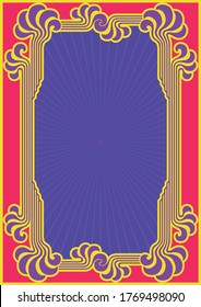 Art Nouveau Frame 1960s Psychedelic Art Style Poster, Cover Template