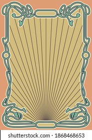 Art Nouveau Frame, Decorative Border, Retro Colors