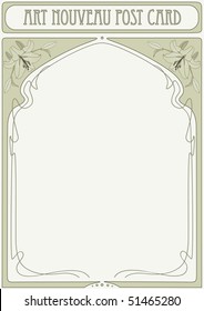 Art Nouveau Frame with flower lily and space for text