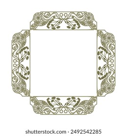 Art Nouveau Frame with Flowers - Exquisite, sophisticated vintage design in 1902 style. Isolated vector